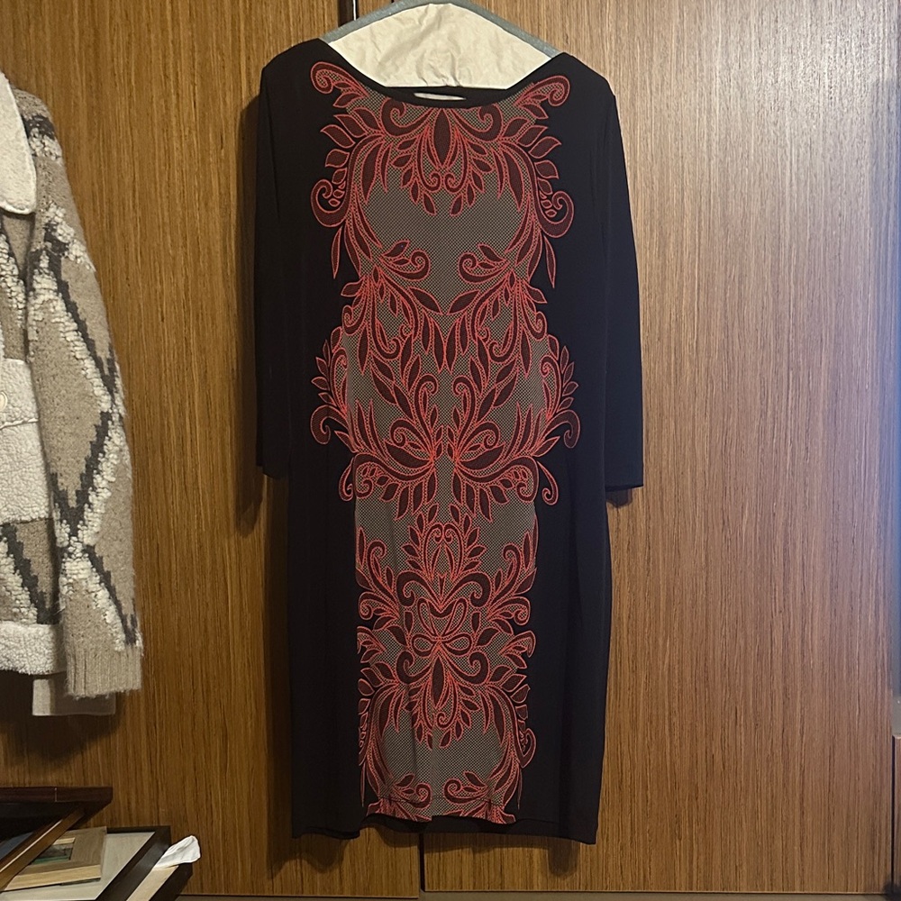 Banana Republic Elegant Black Dress with Red Accents